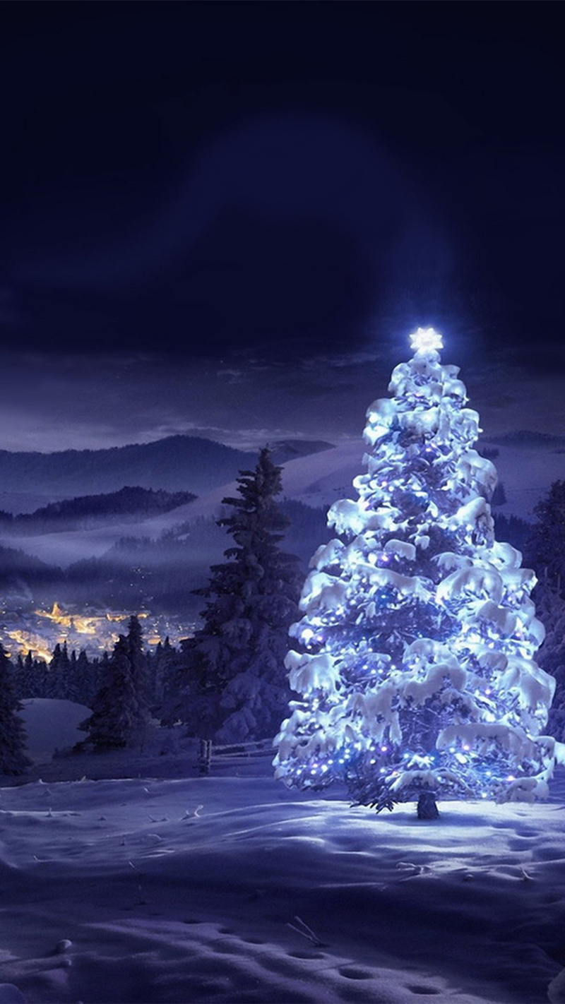 蓝色夜晚天空圣诞节主题背景