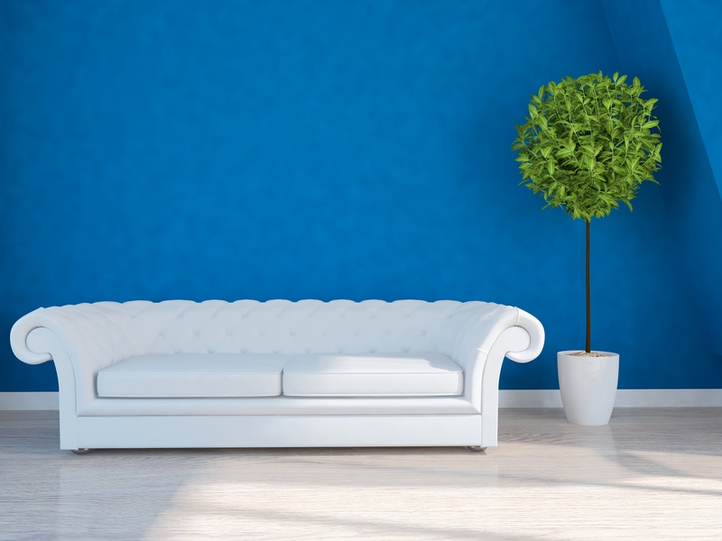 蓝色清新客厅沙发背景素材