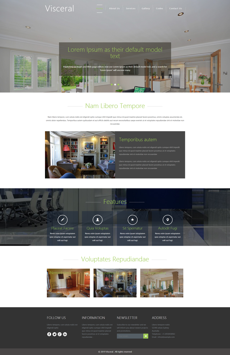 绿色小清新室内装修网站html模板