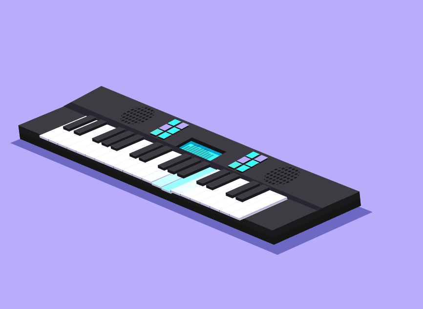 紫色背景CSS3卡通电子琴动画特效