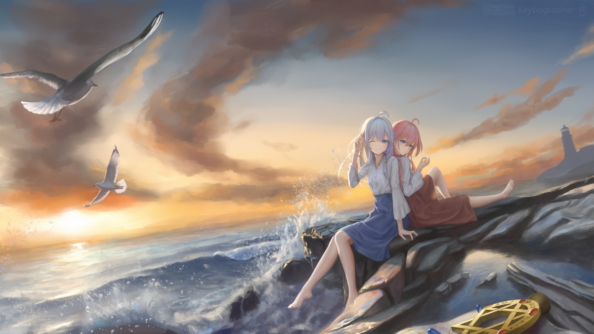 魔女之旅 伊蕾娜 海边 海浪动漫风景 伊蕾娜4k壁纸
