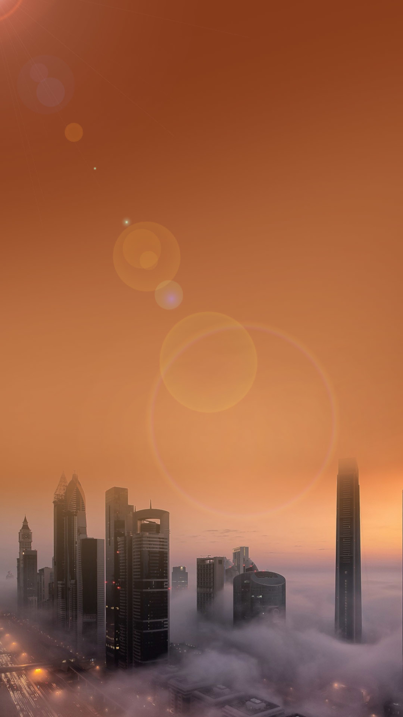 迪拜云雾城市背景