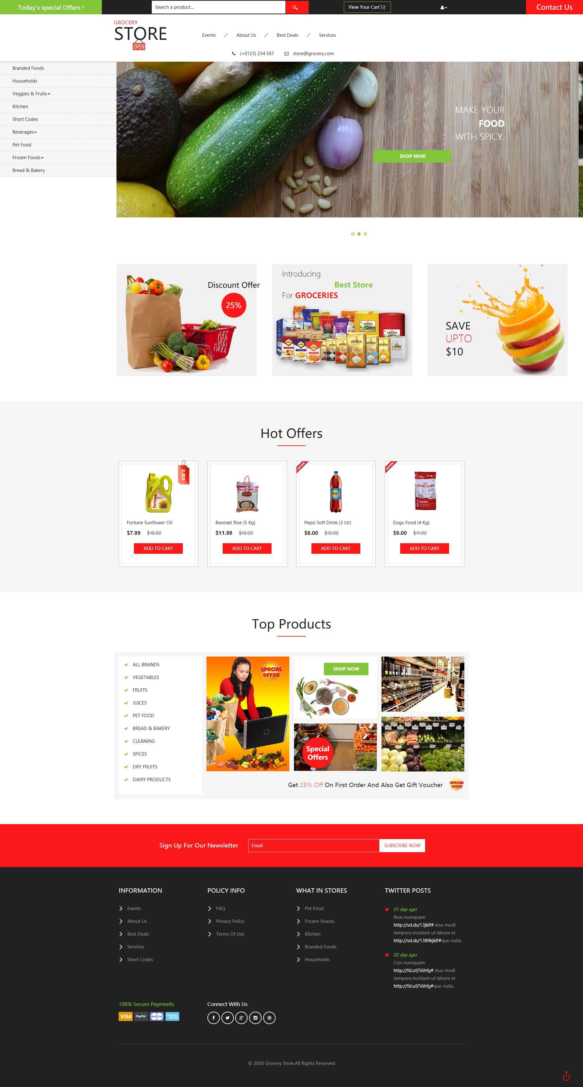红色简洁超市购物商城html模板
