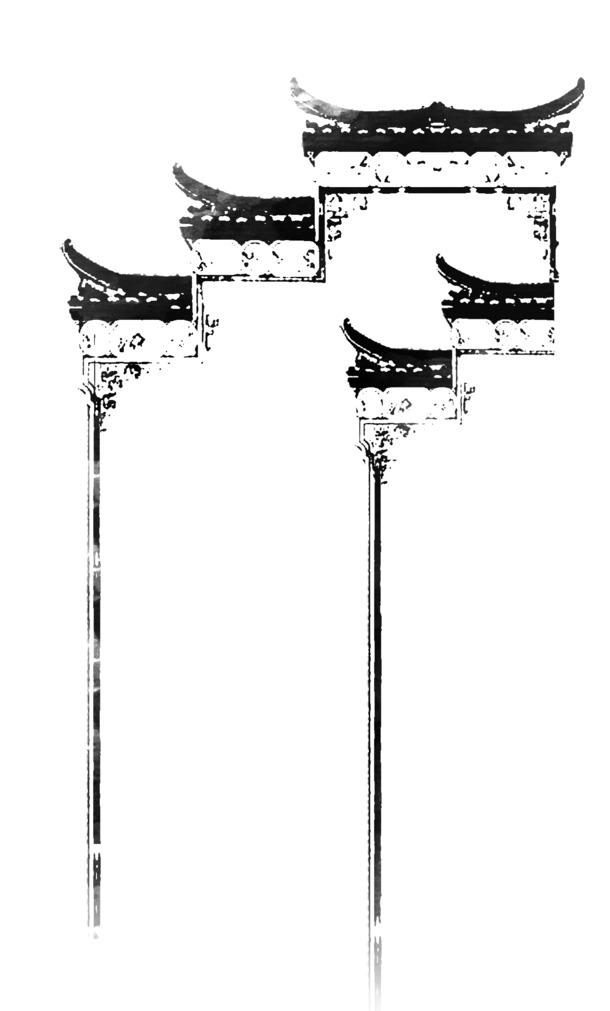 中国风水墨建筑PNG透明图片，高清装饰元素，设计素材下载