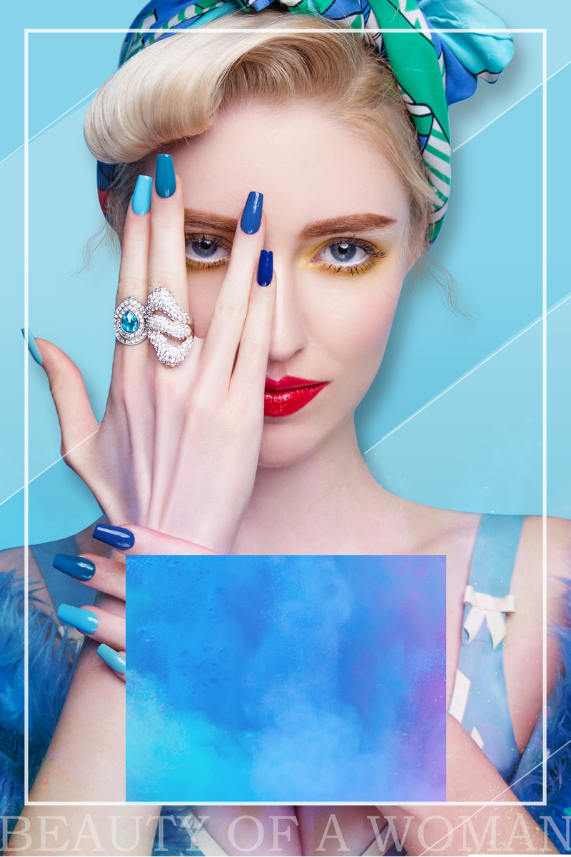 蓝色化妆品促销海报背景素材图