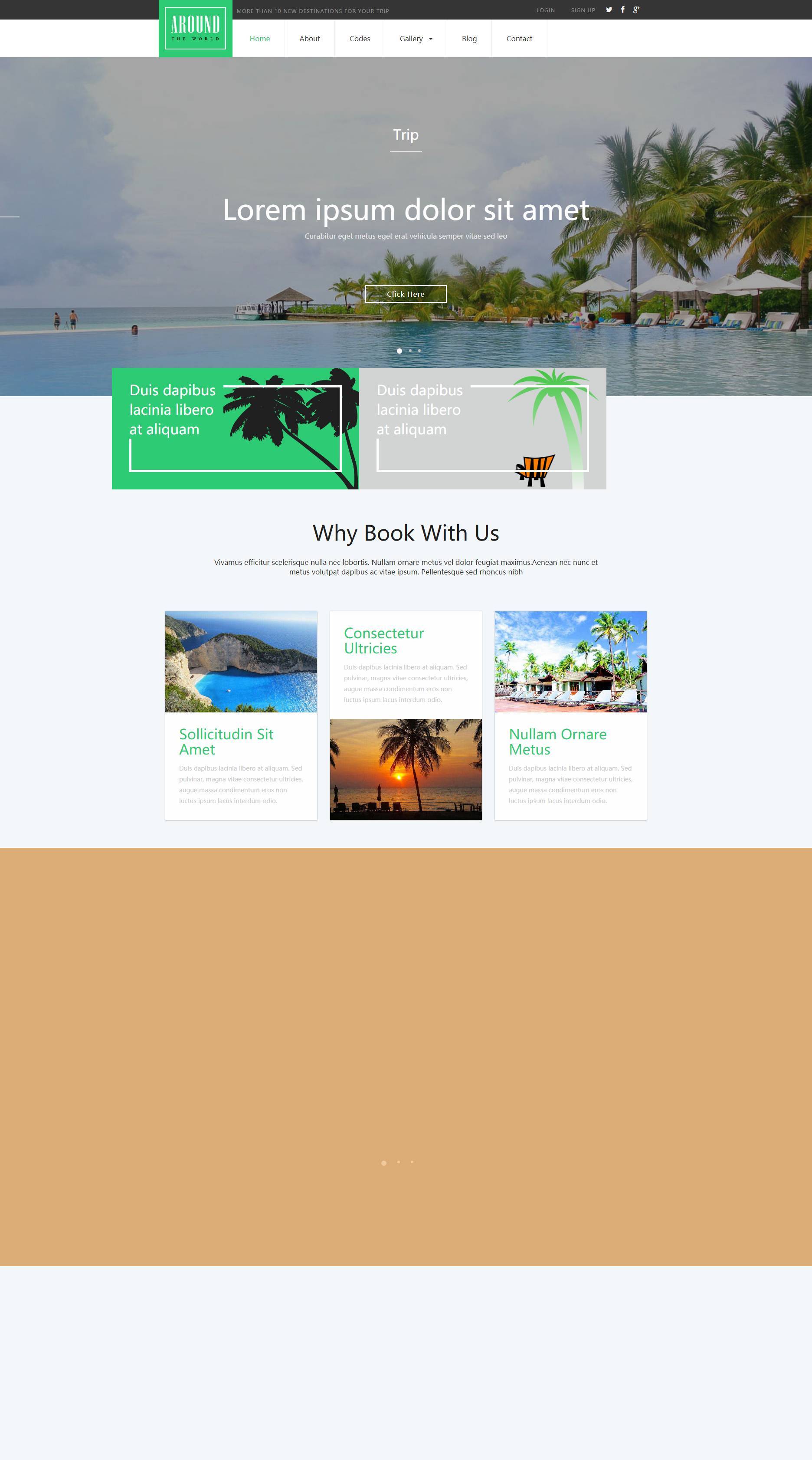 绿色清爽旅游度假网站模板html