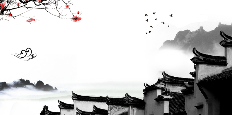 中国风古韵徽派建筑平面广告