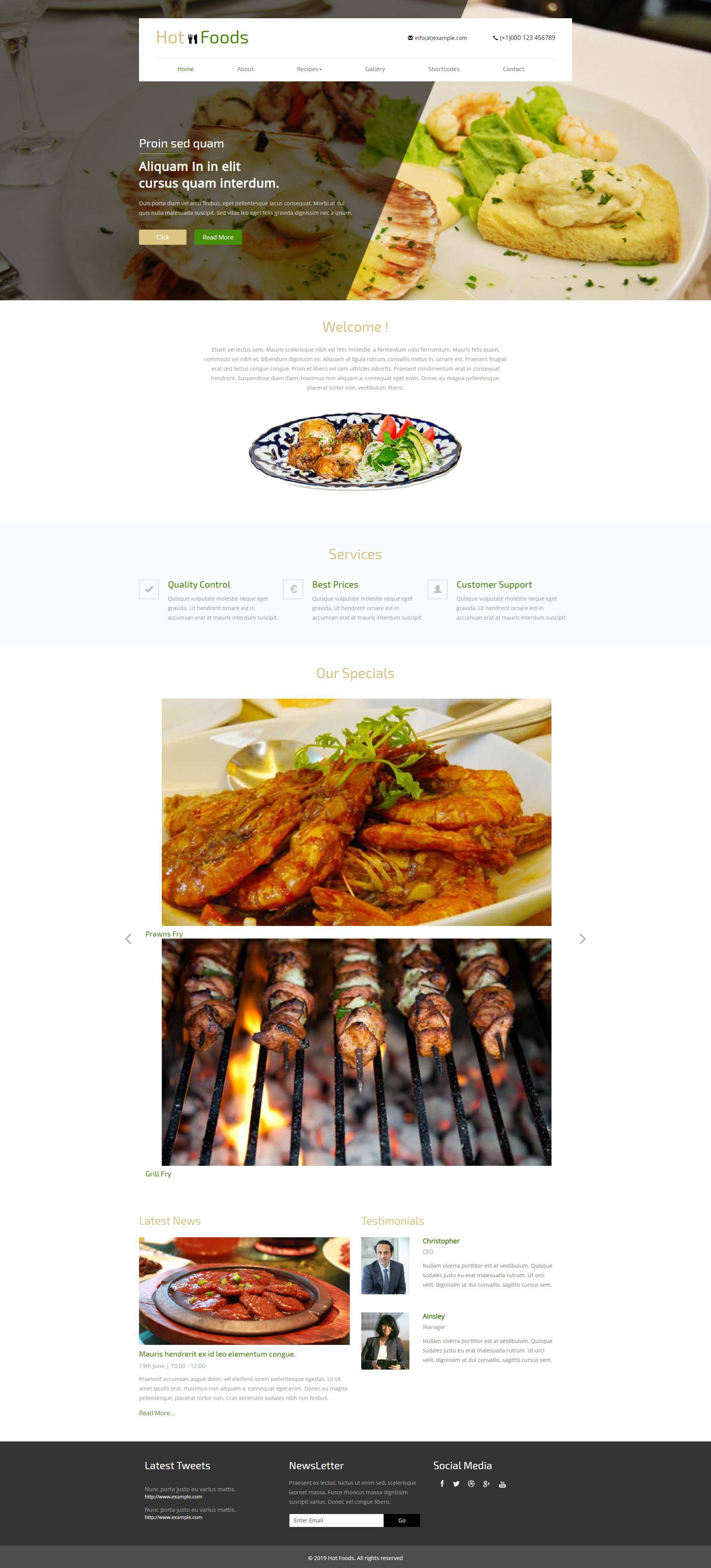 精美简约餐饮美食网站响应式模板