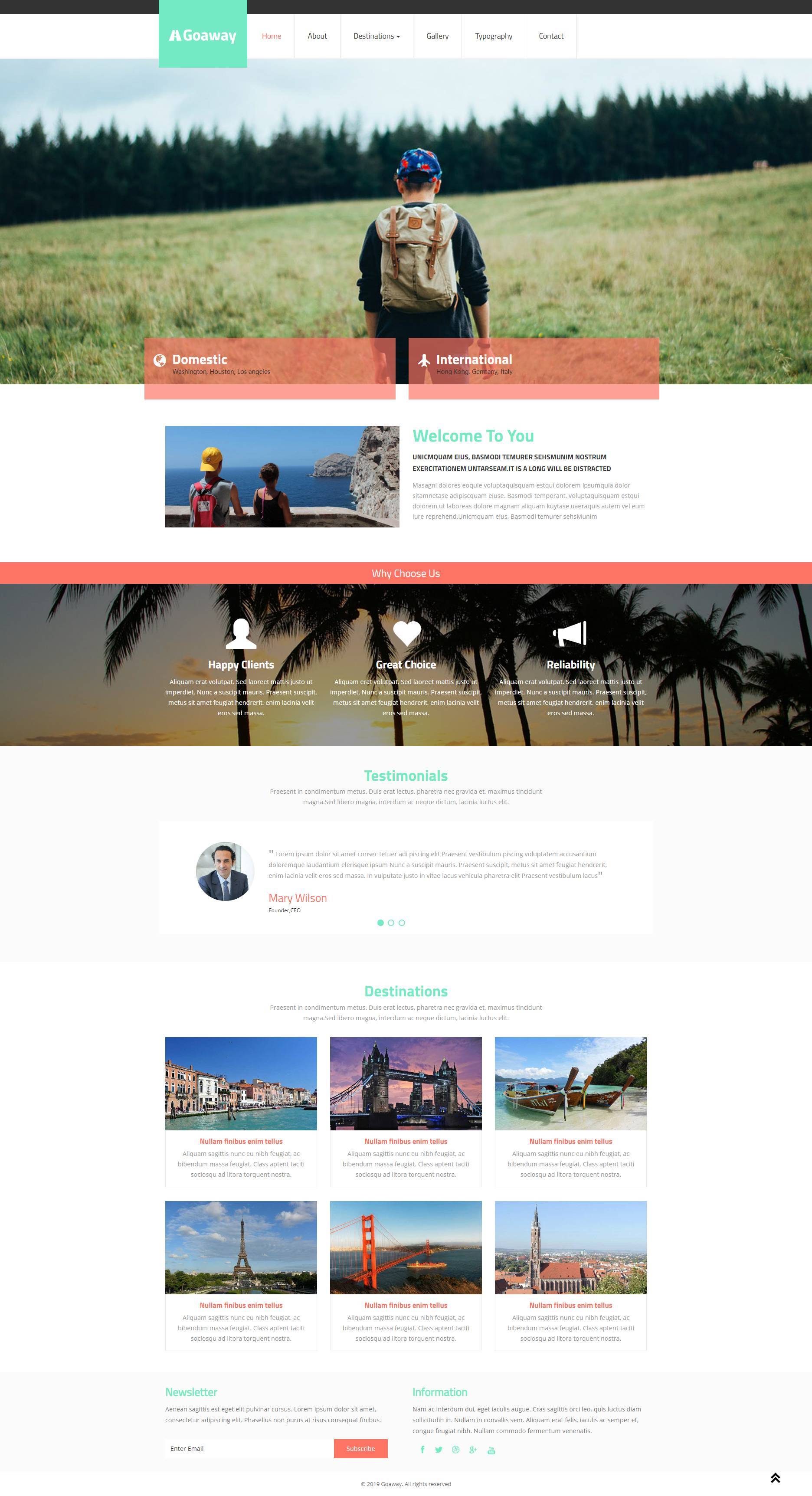 绿色全屏休闲旅行html网站模板