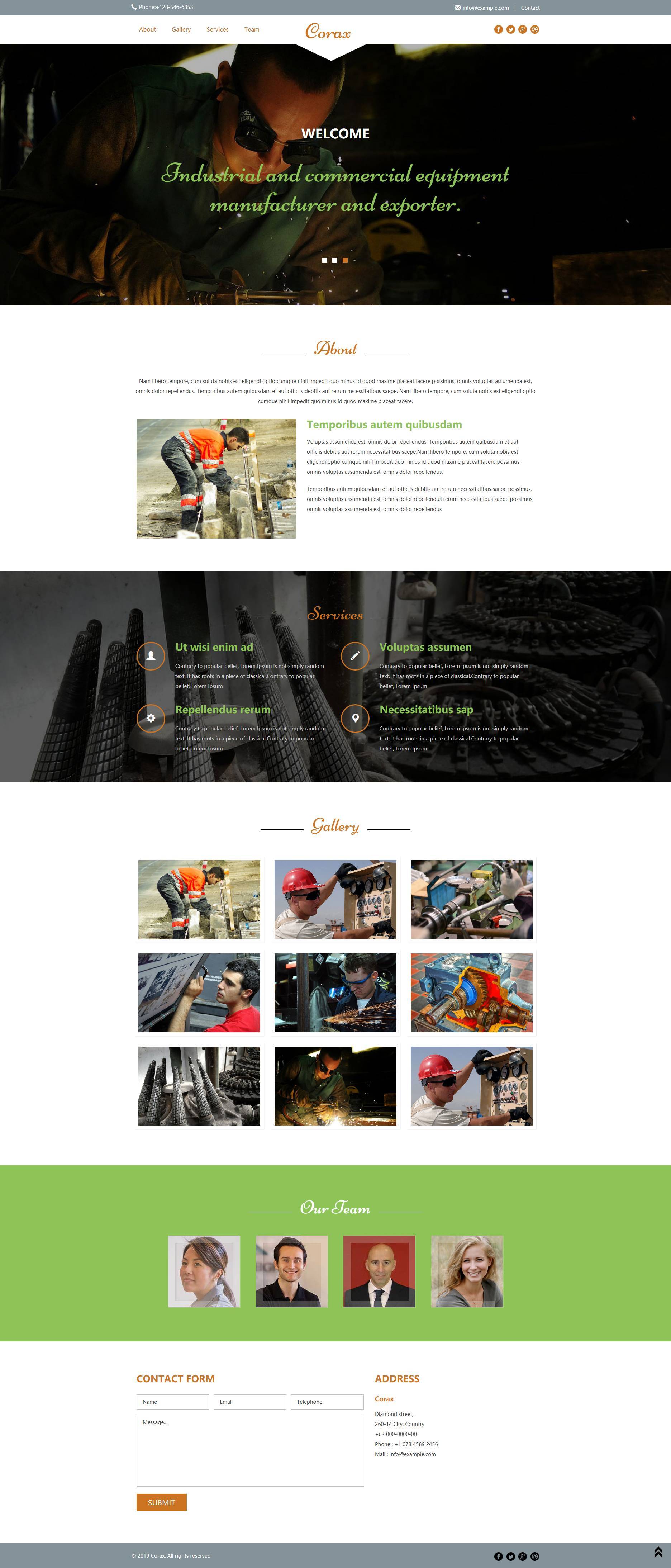 工业和商业设备制造商展示型网站模板