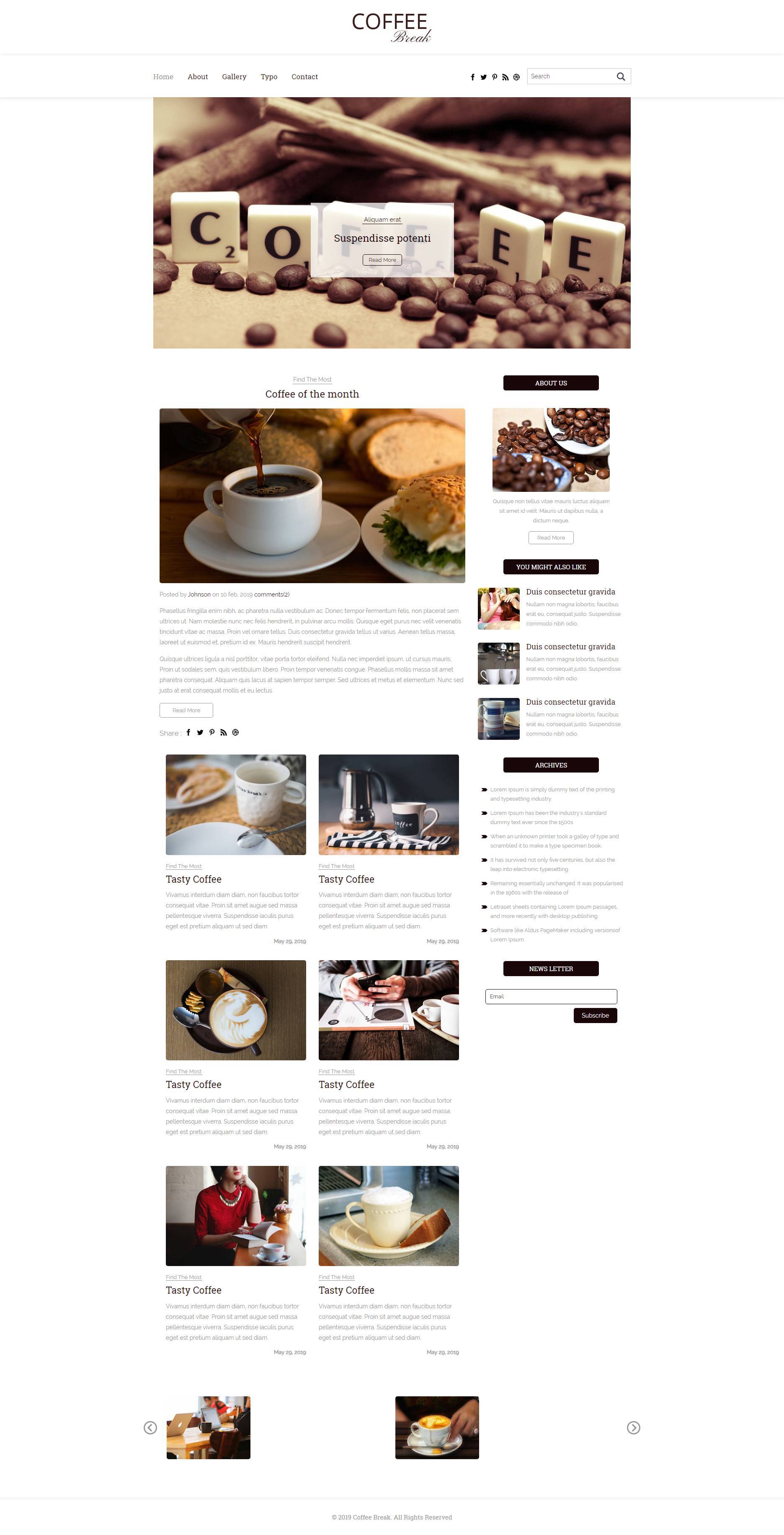 HTML咖啡主题博客网站响应式模板
