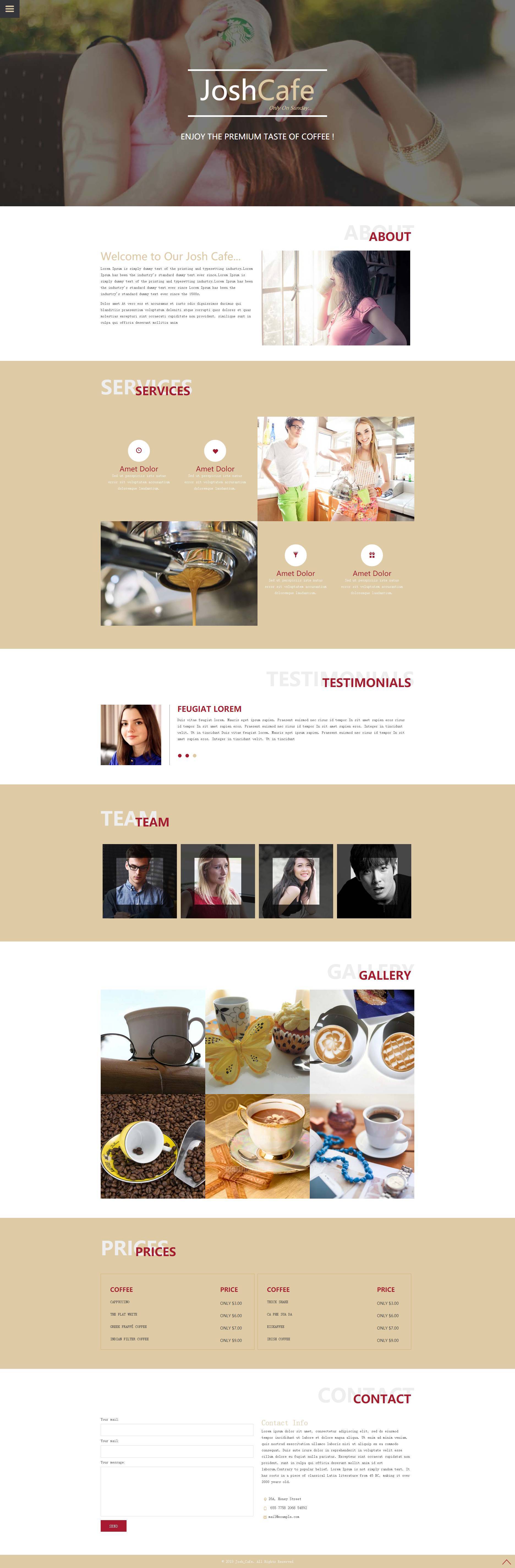 精美的咖啡店网站html单页模板