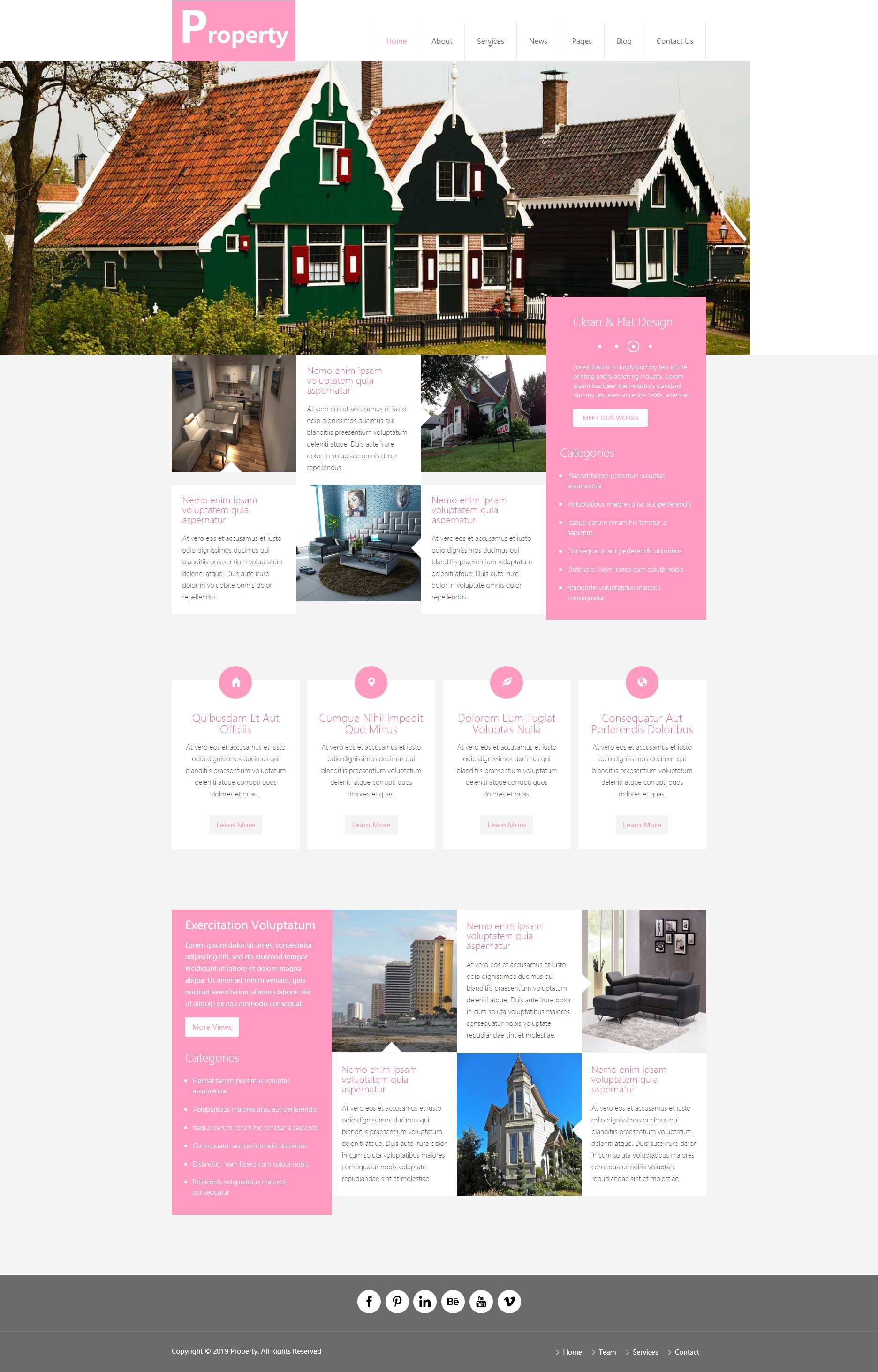 粉色html房地产销售平台网站模板