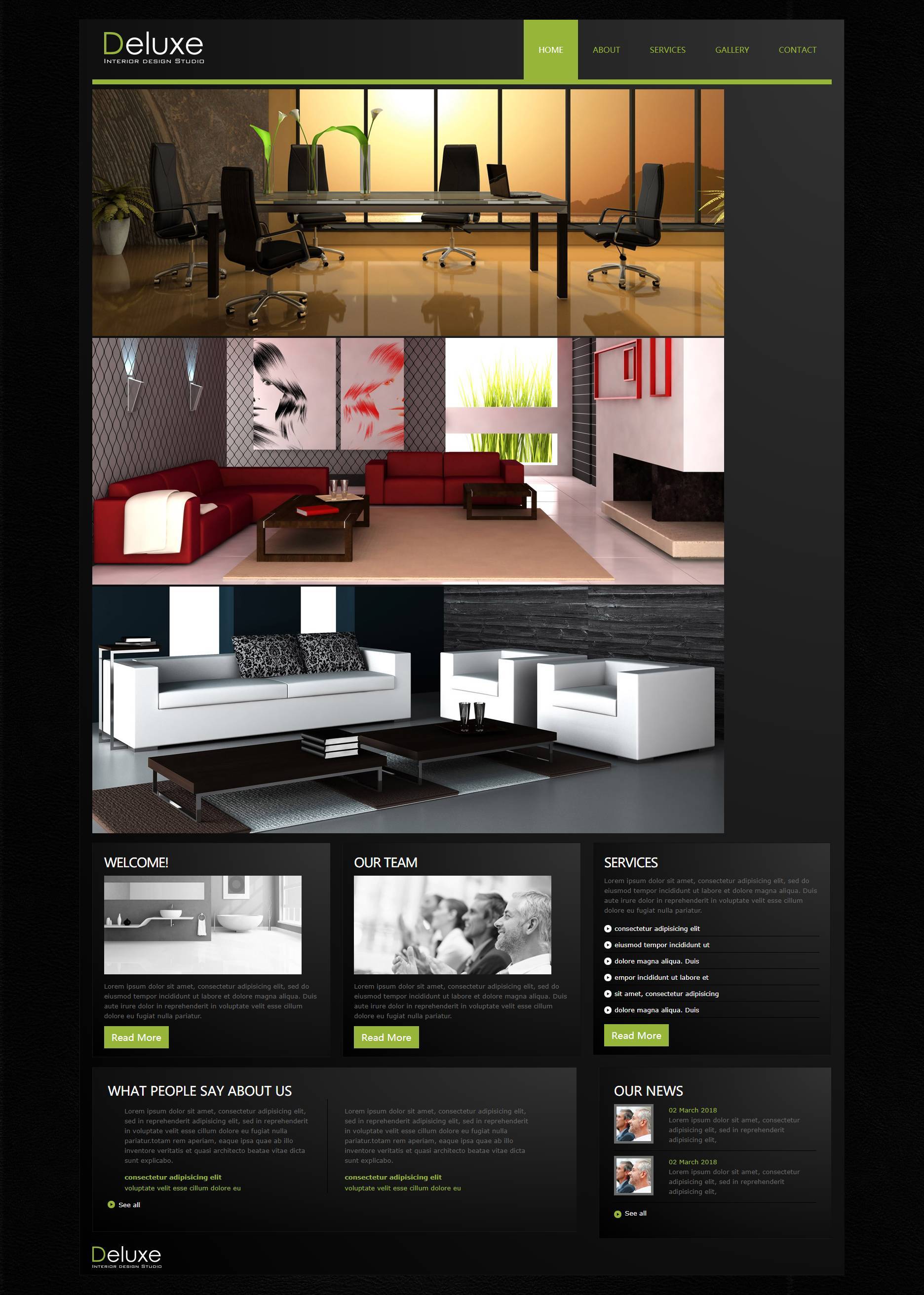 HTML黑色简约室内设计公司网站模板