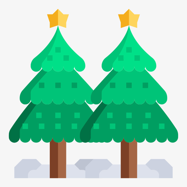 两个圣诞树有星星