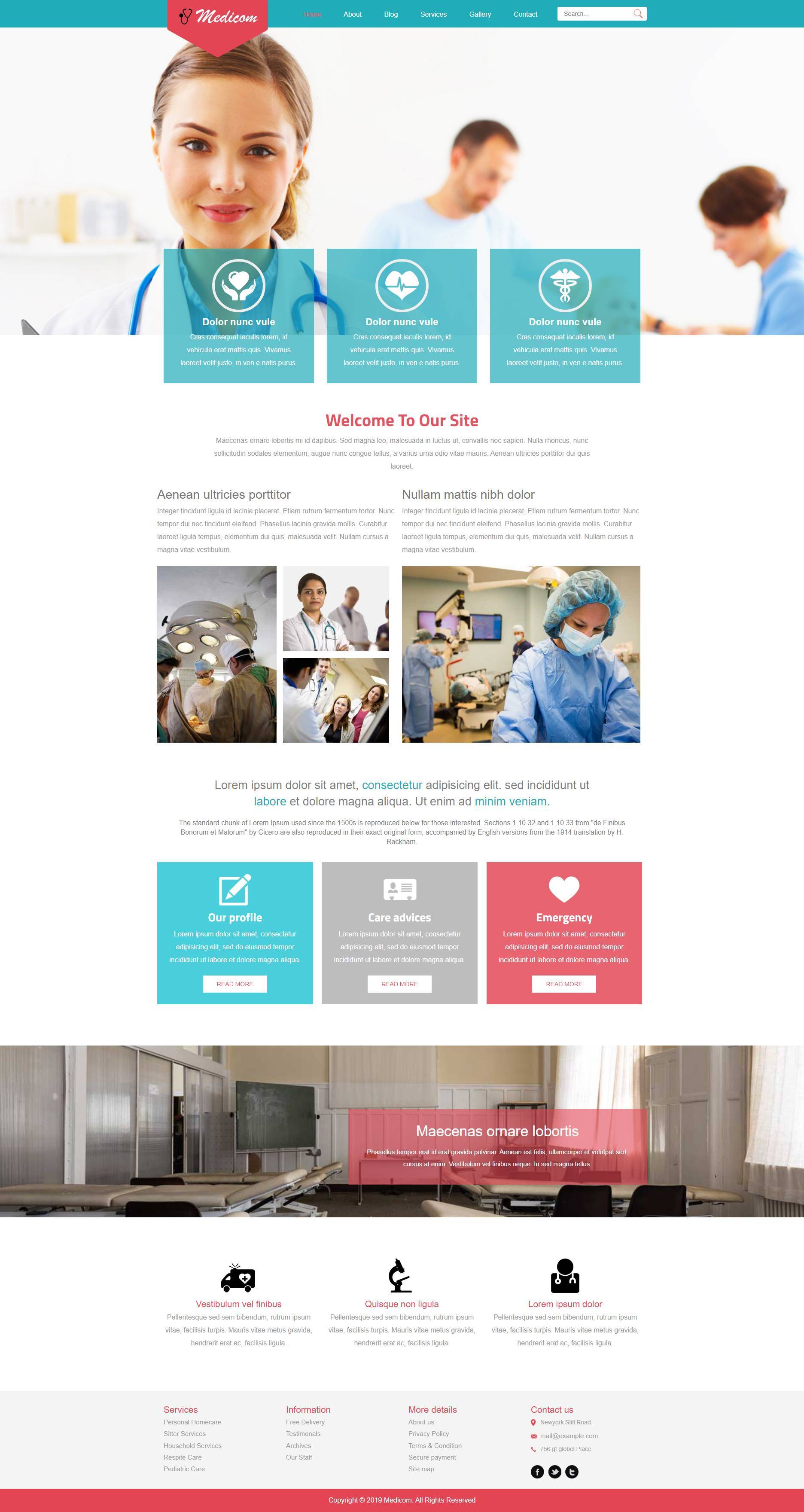 HTML5蓝色医学医疗机构网站模板