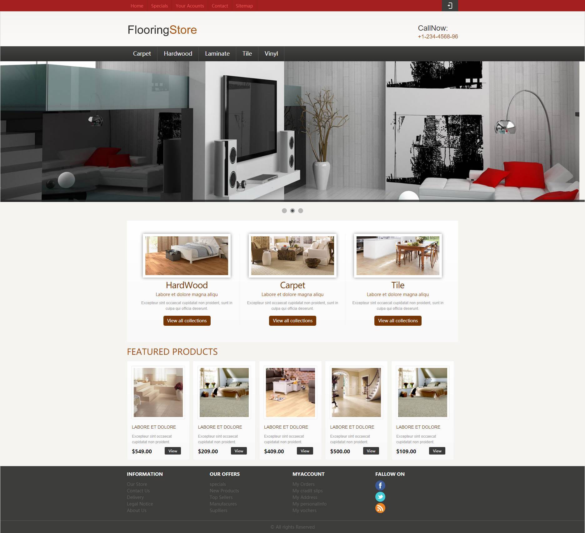HTML瓷砖地板公司企业网站模板