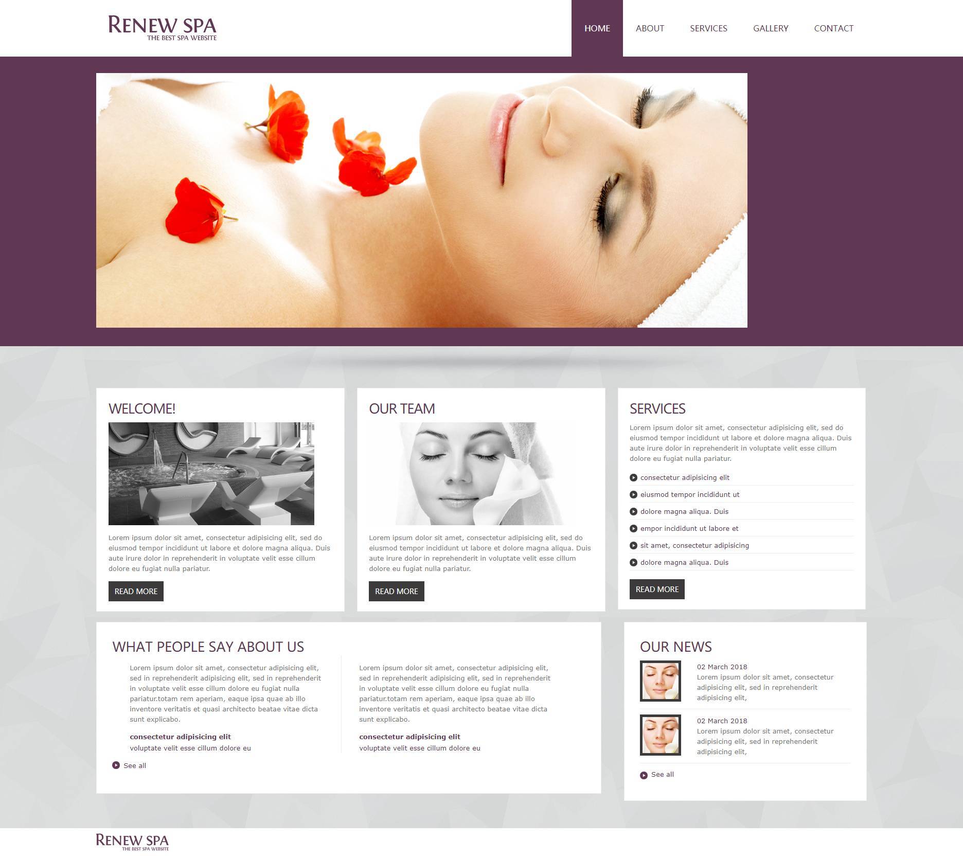 紫色系女性美容spa行业网站电脑手机分端模板