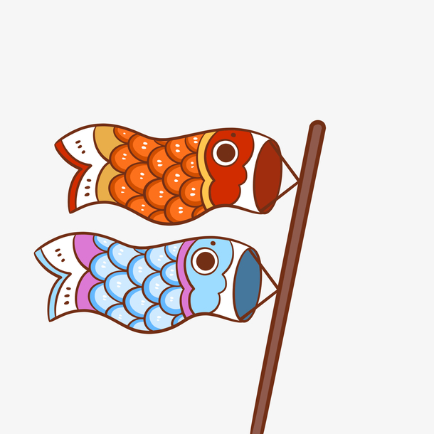 日式可爱鲤鱼旗