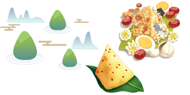 手绘端午粽子PNG素材，高清透明图片，节日装饰元素免费下载