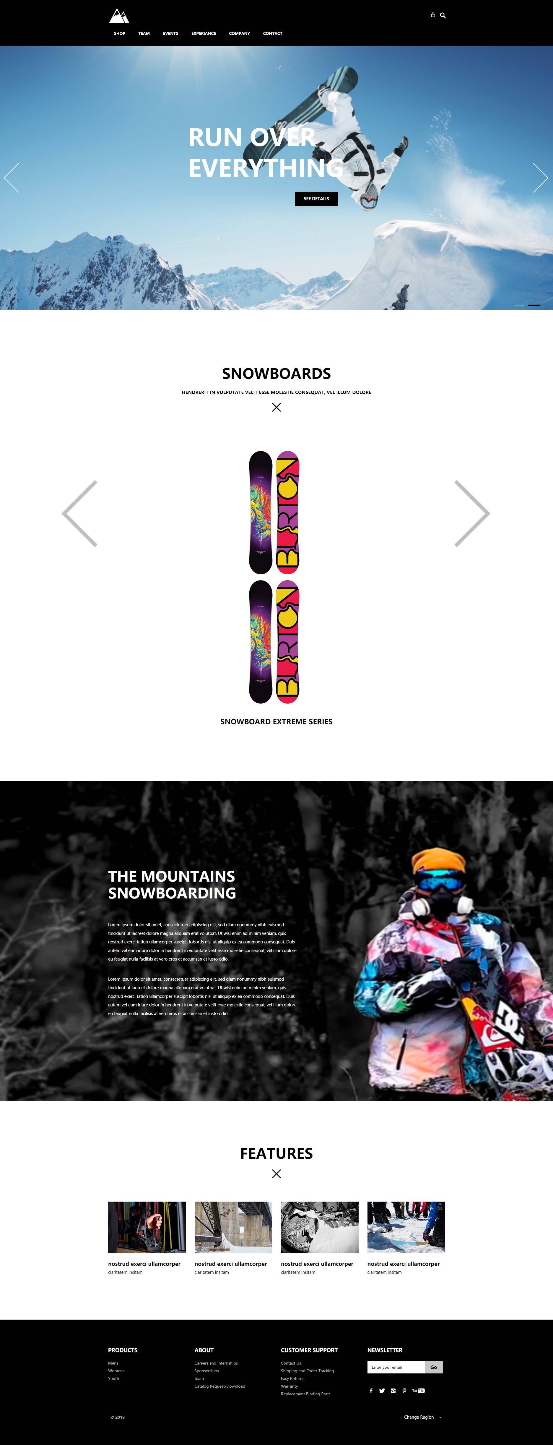HTML滑雪装备展示销售商城模板电脑手机分端网站