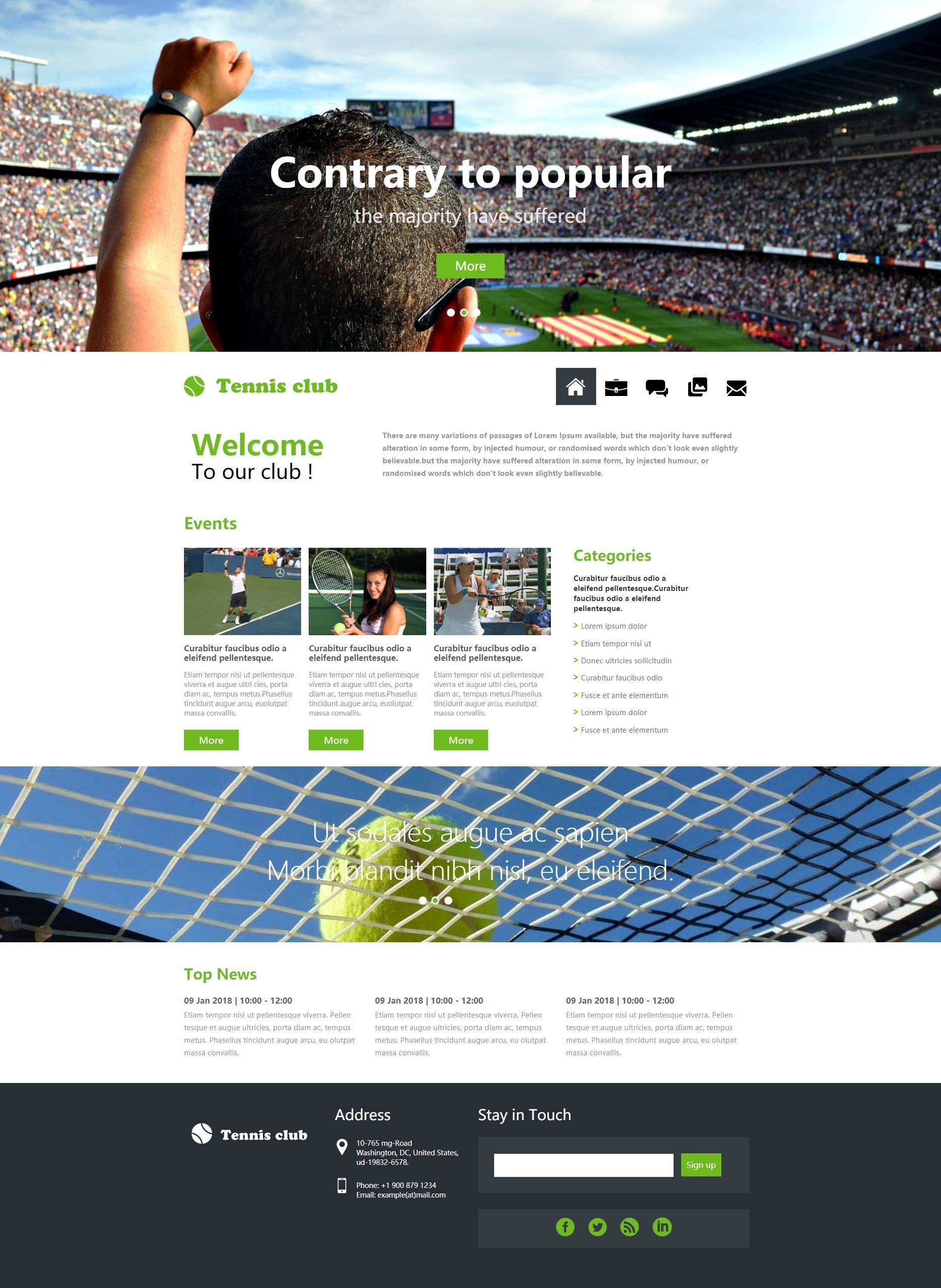 网球运动俱乐部html网站模板