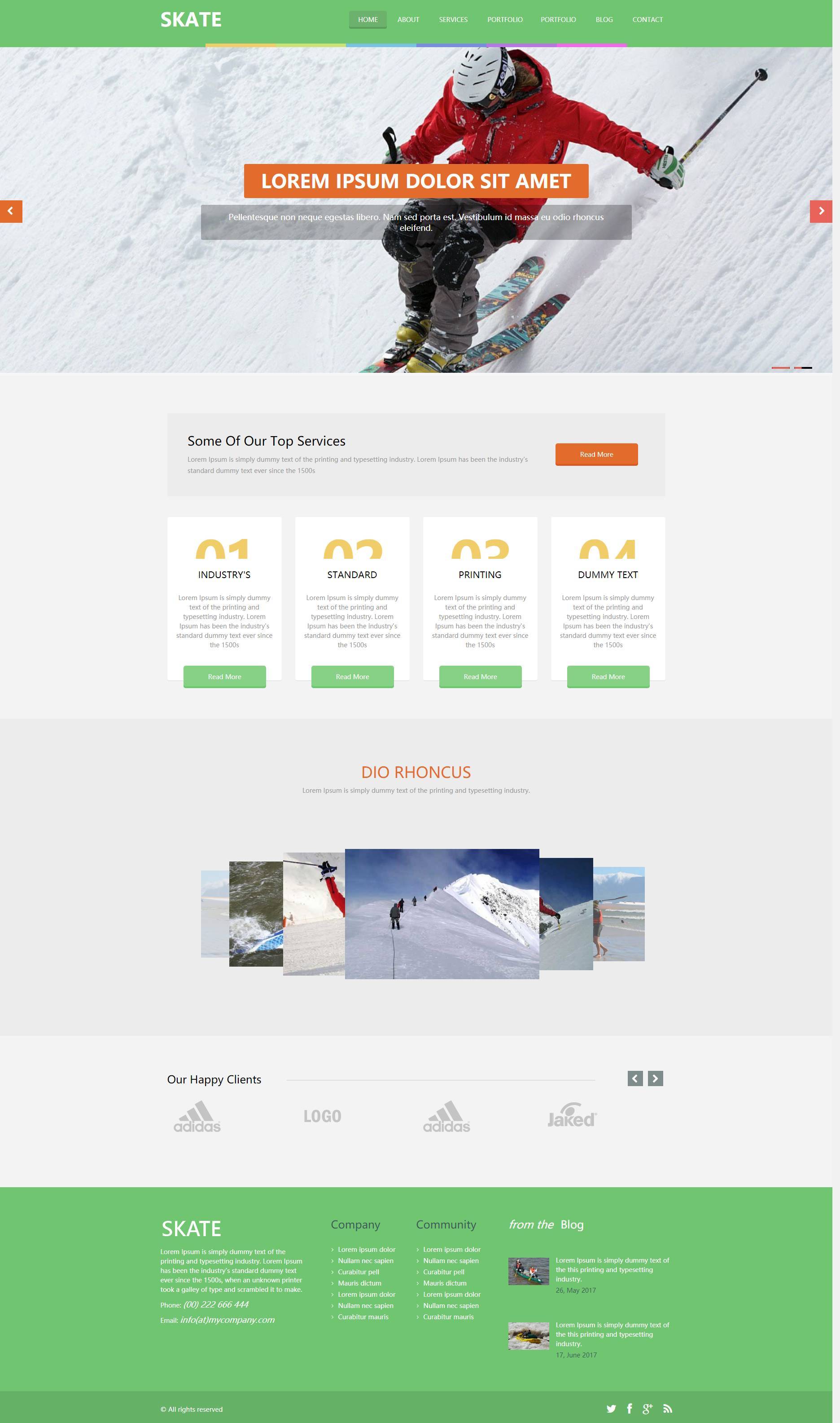绿色Bootstrap滑雪运动俱乐部网站模板