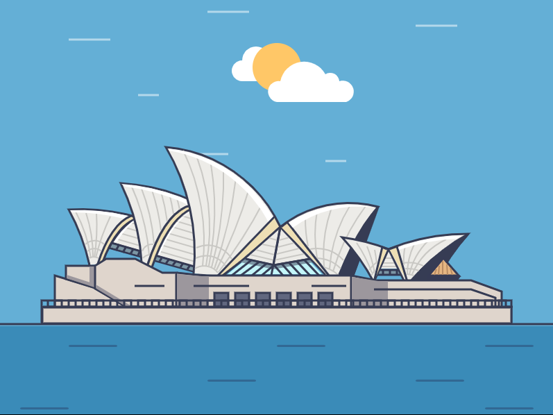 基于纯CSS和SVG实现的悉尼歌剧院建筑