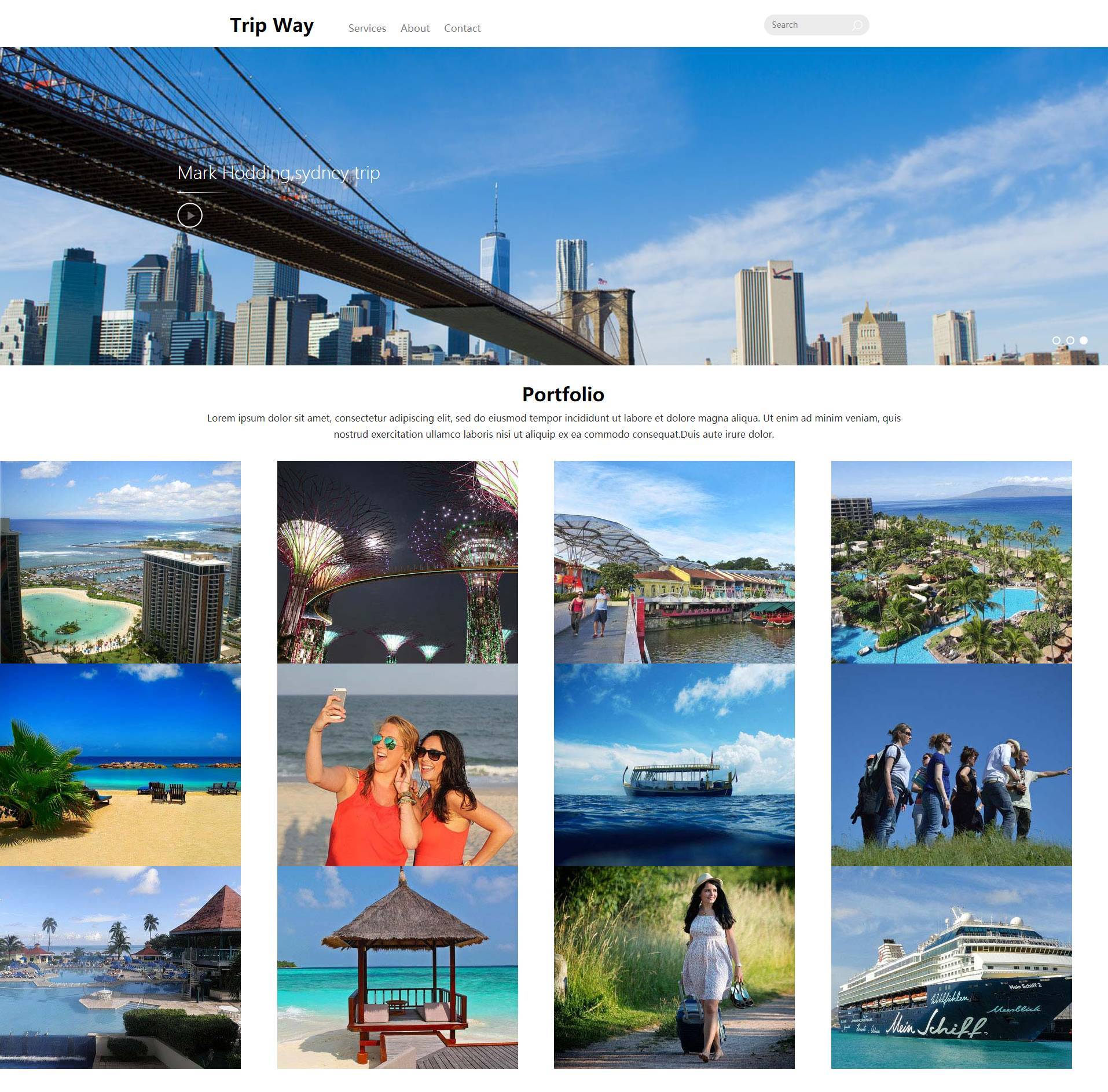 HTML多图展示旅行指南网站模板