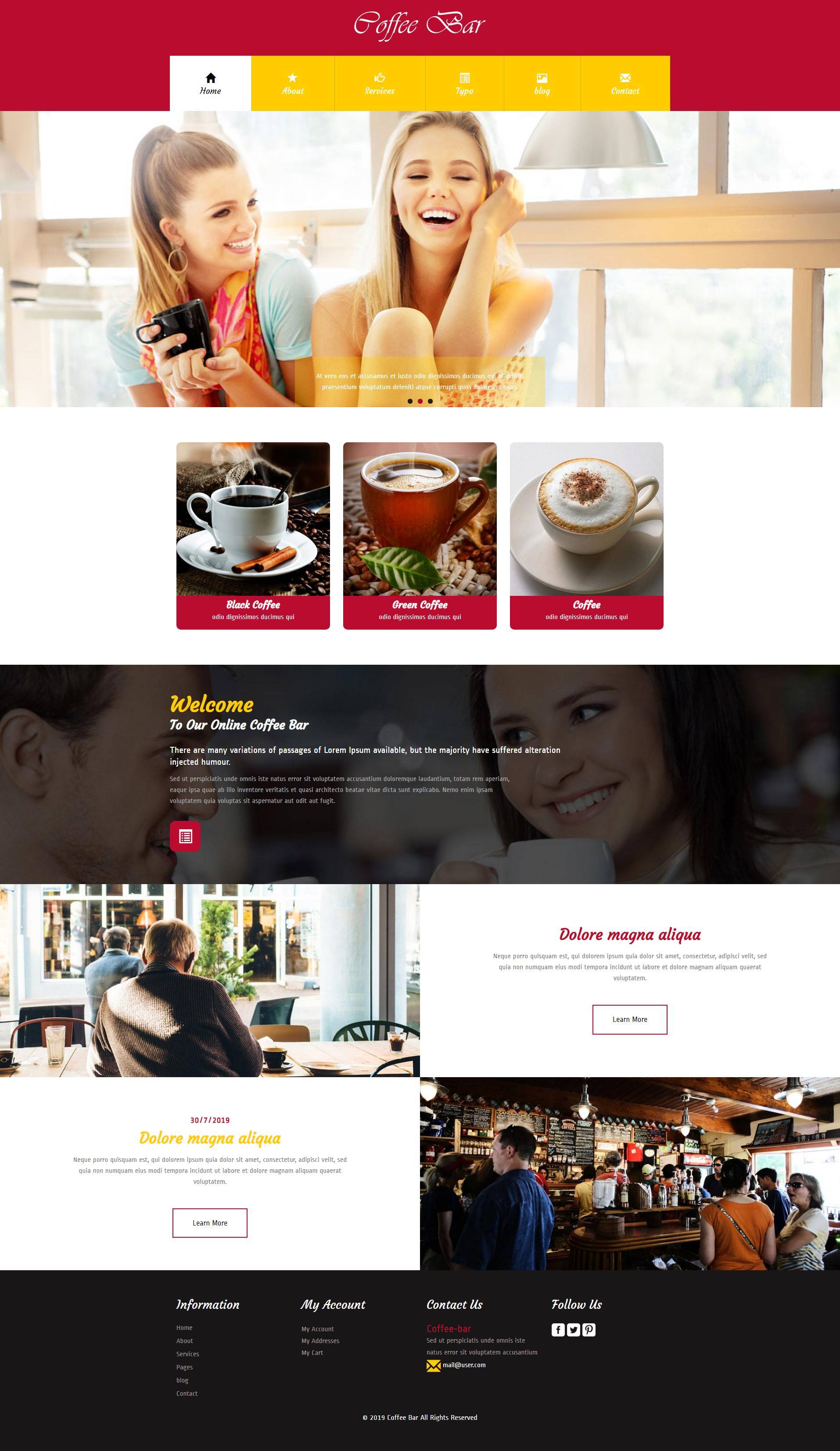 漂亮的响应式UI咖啡店网站bootstrap模板