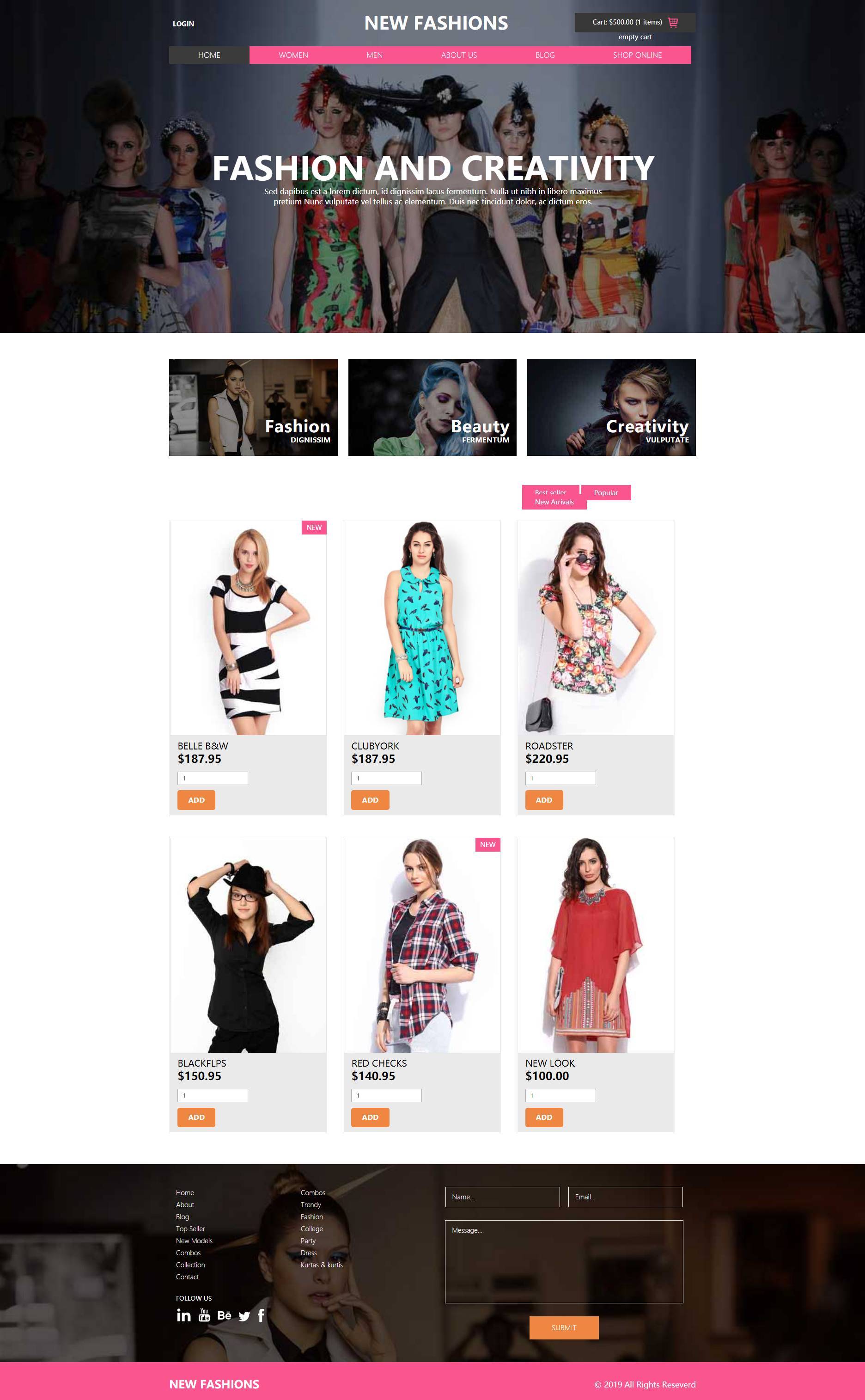 时尚创意的服装商城网站html模板