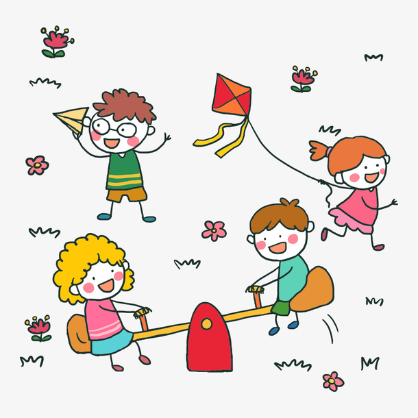 花朵纸飞机,男孩,女孩,彩绘,六一儿童节