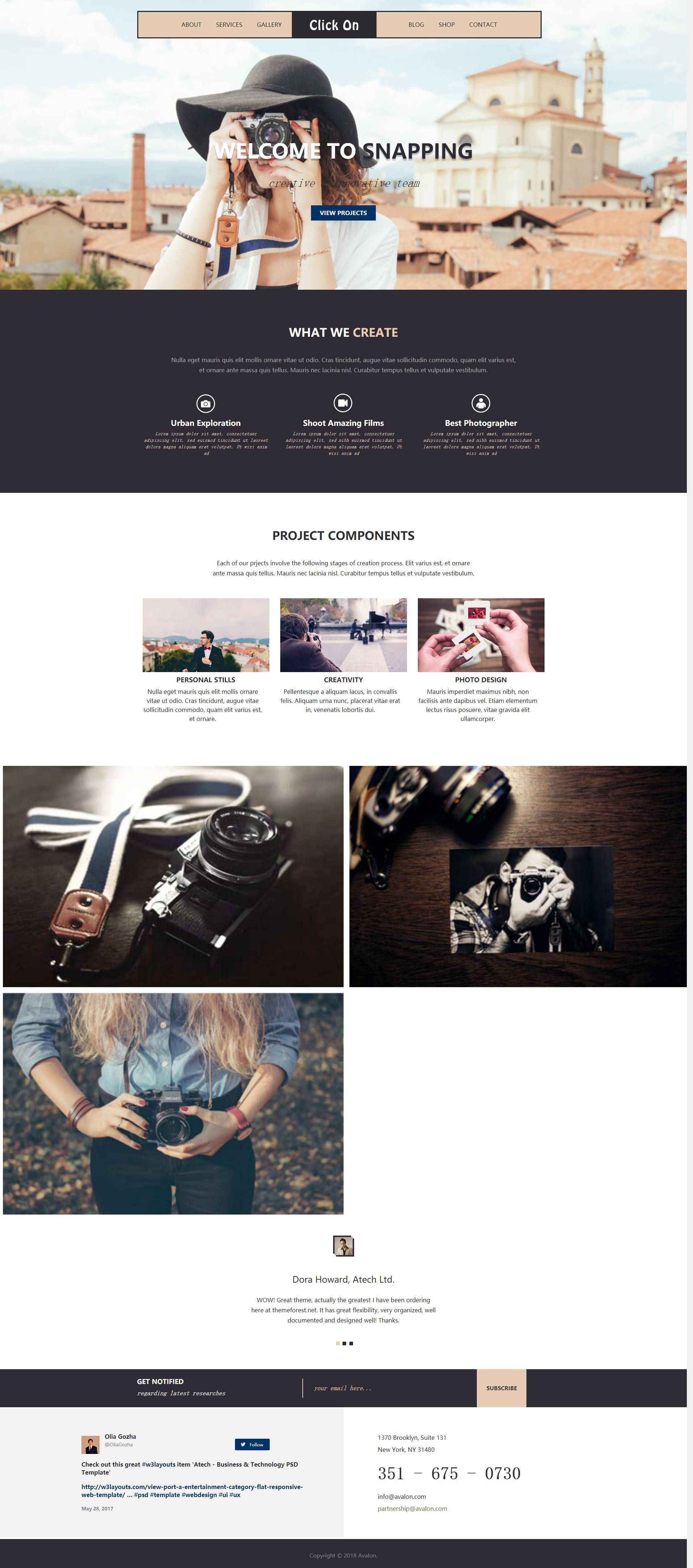 全屏精美的html专业摄影服务展示网站模板
