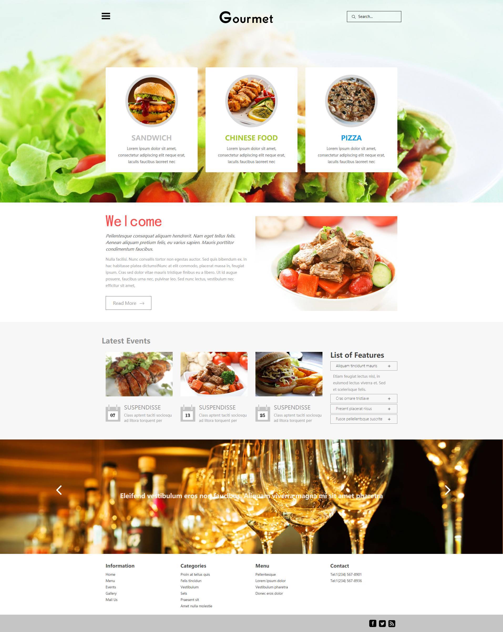 简洁精致的美食餐厅html响应式模板
