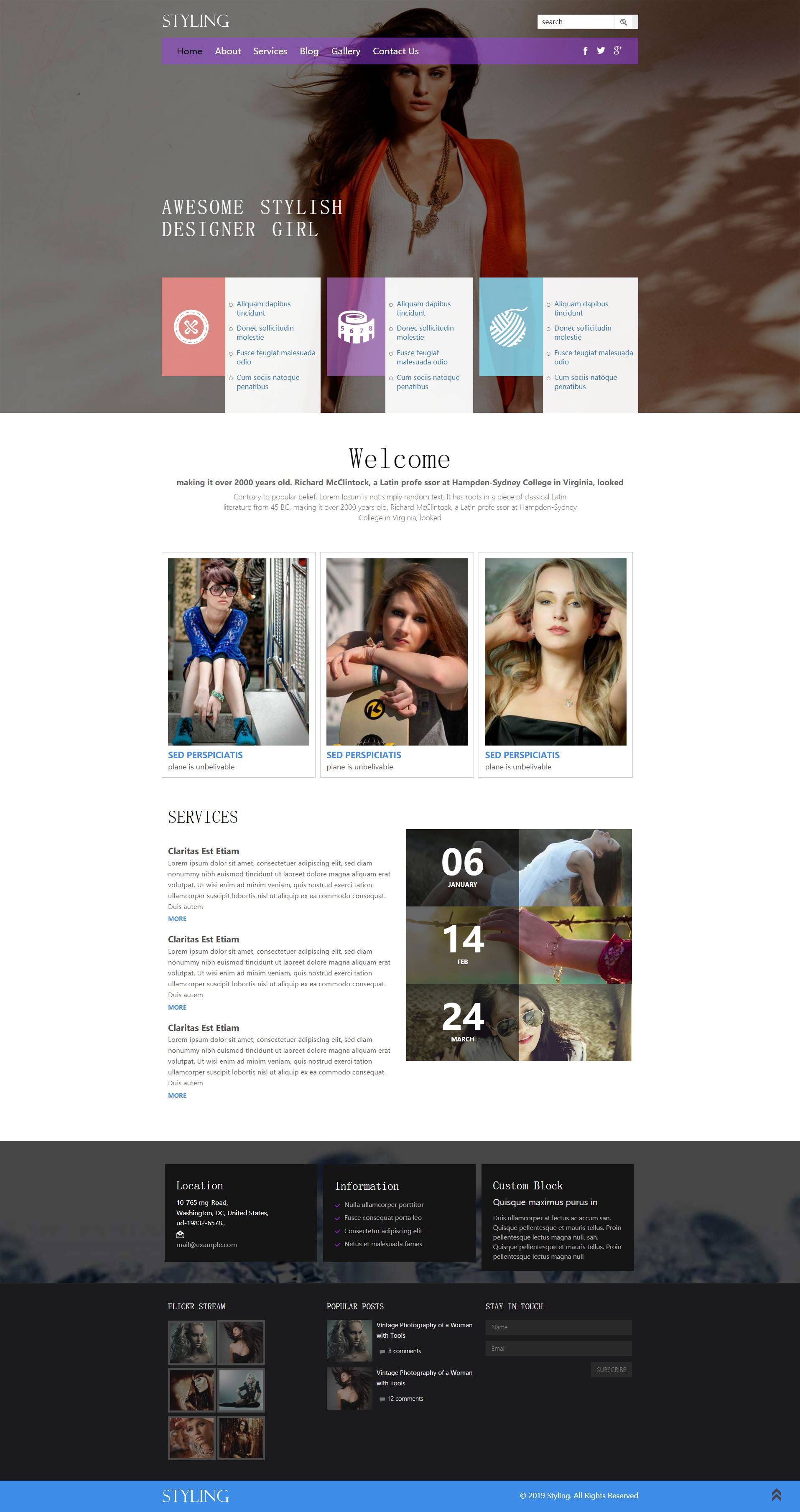 现代时尚的html造型设计网站模板