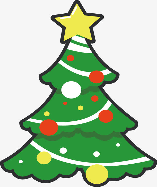 卡通圣诞树PNG透明图，高清节日元素，设计素材免费下载