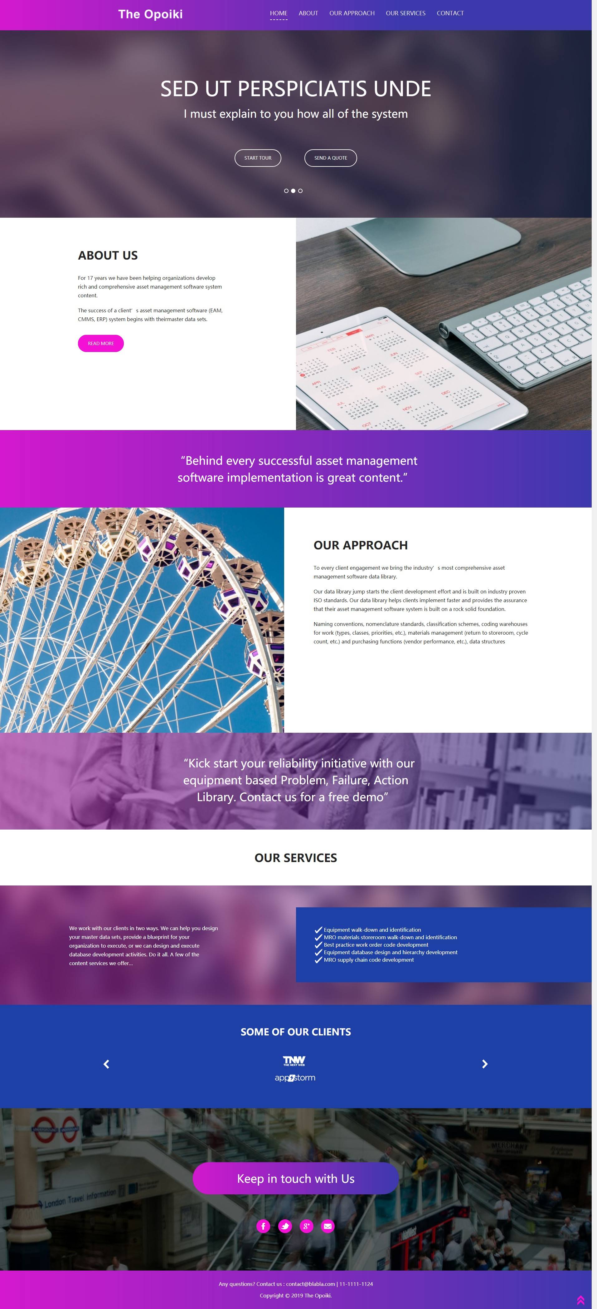 紫色渐变html图文展示企业介绍网站模板