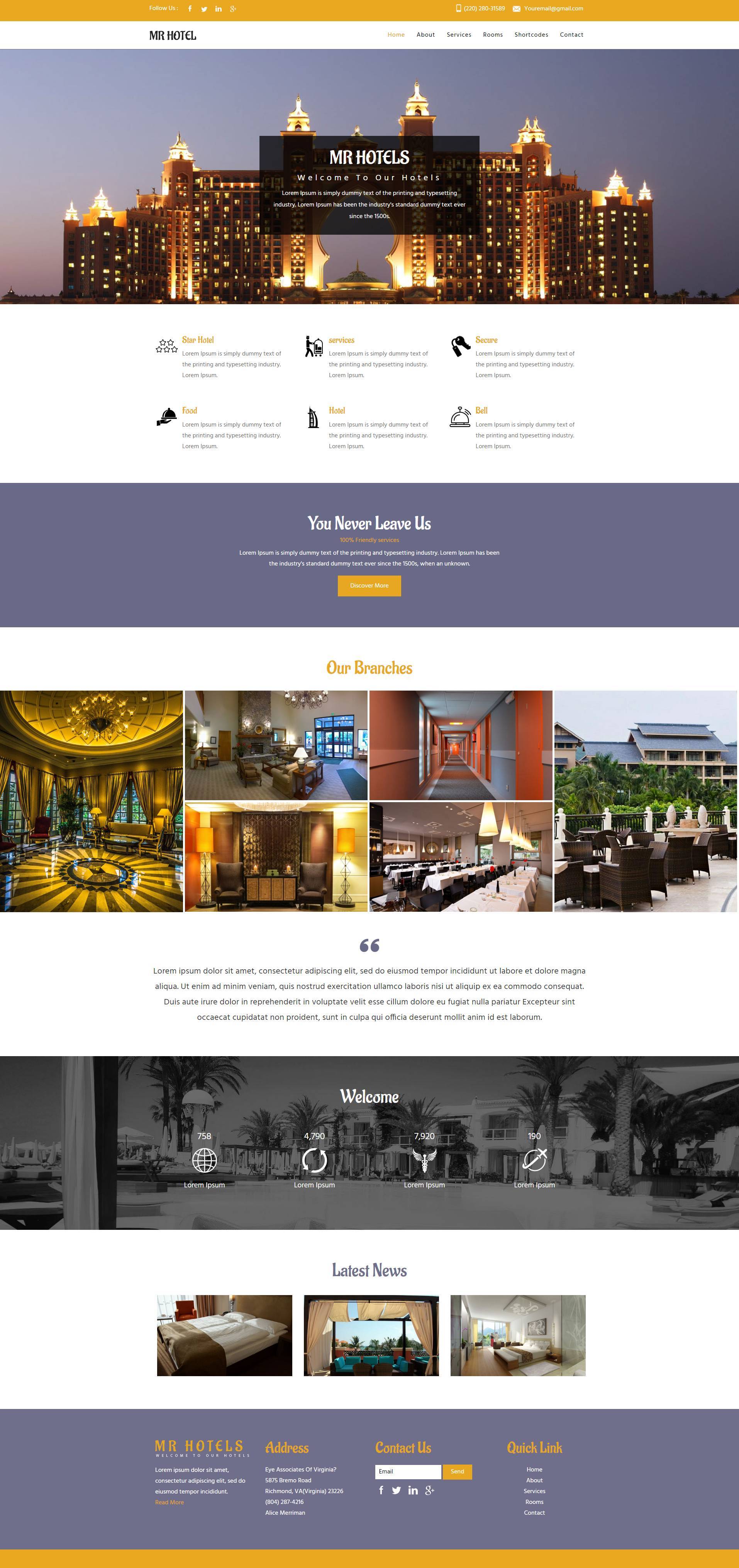 HTML酒店行业企业网站响应式模板