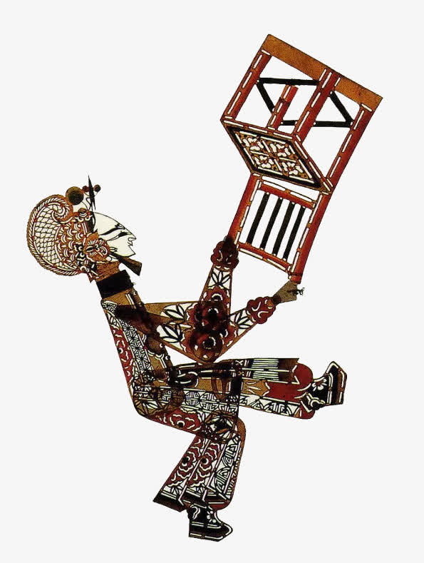 传统中国风手拿椅子人物皮影