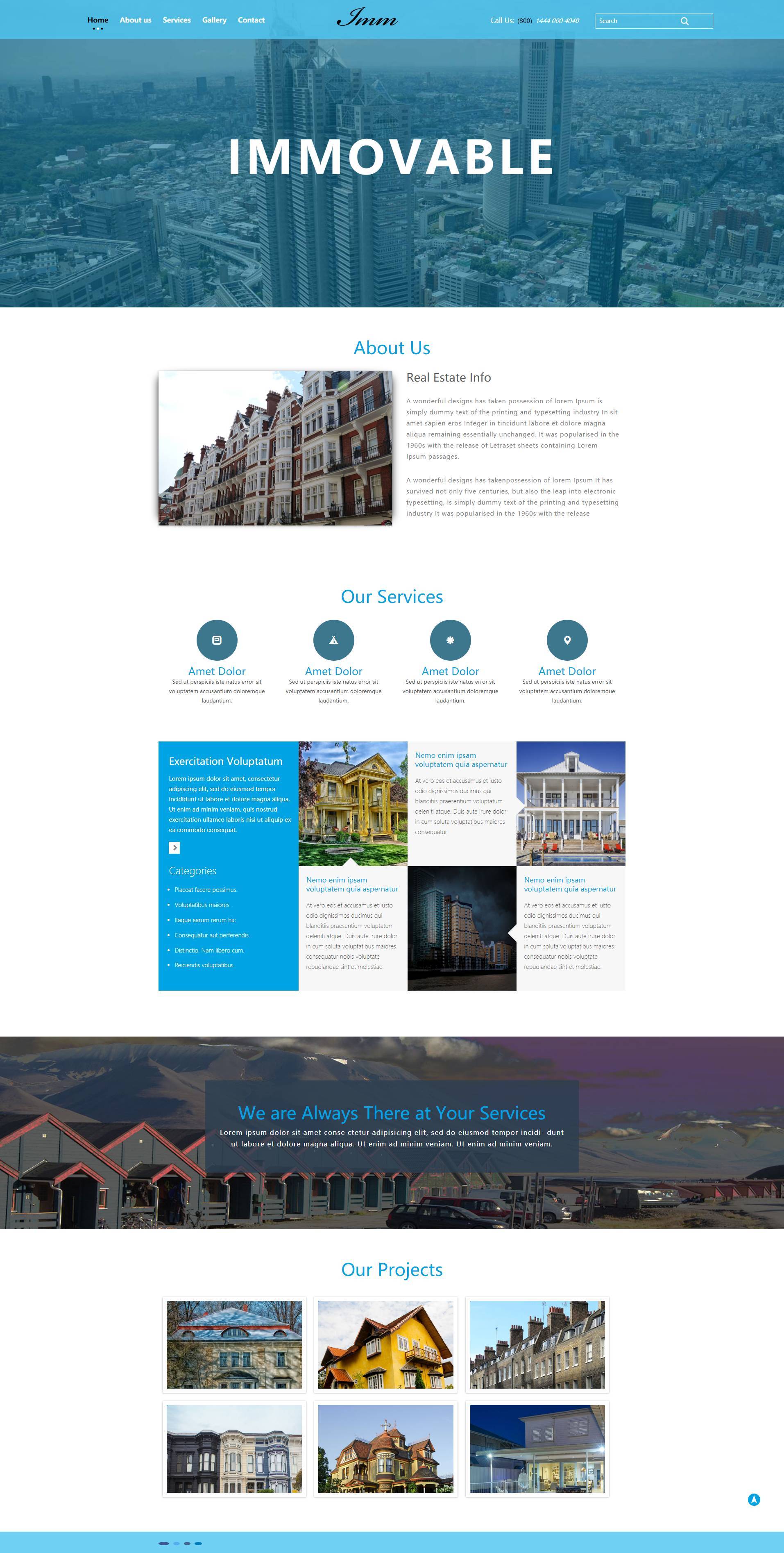 蓝色大气单页html5房产公司网站模板