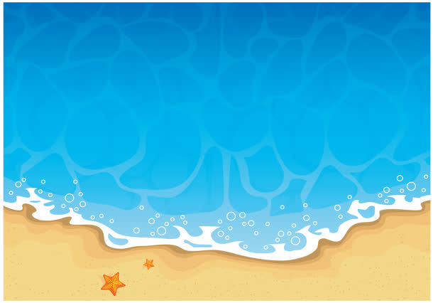 卡通蓝色海水沙滩海报背景