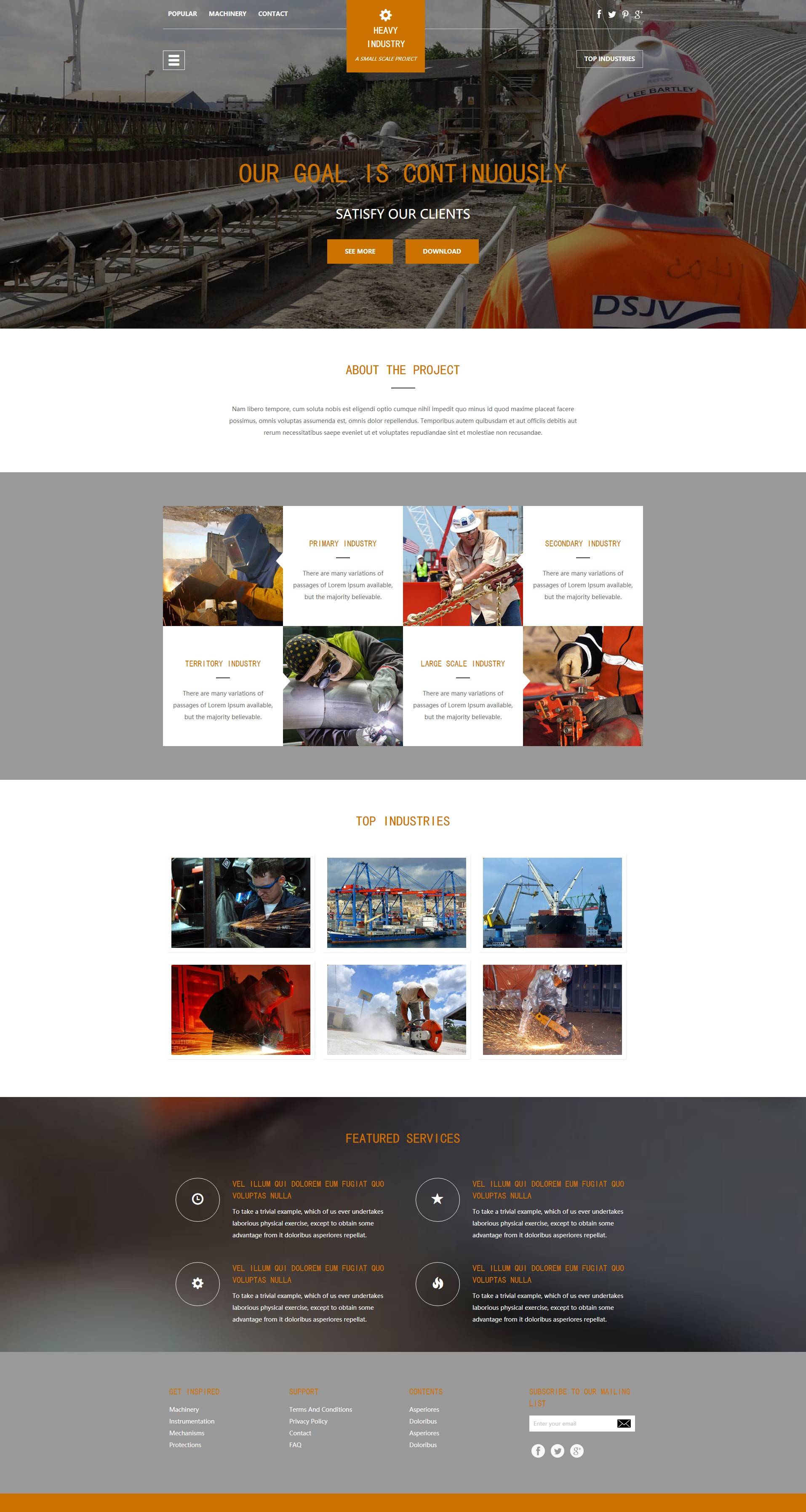HTML5橙色钢铁建材企业公司网站模板