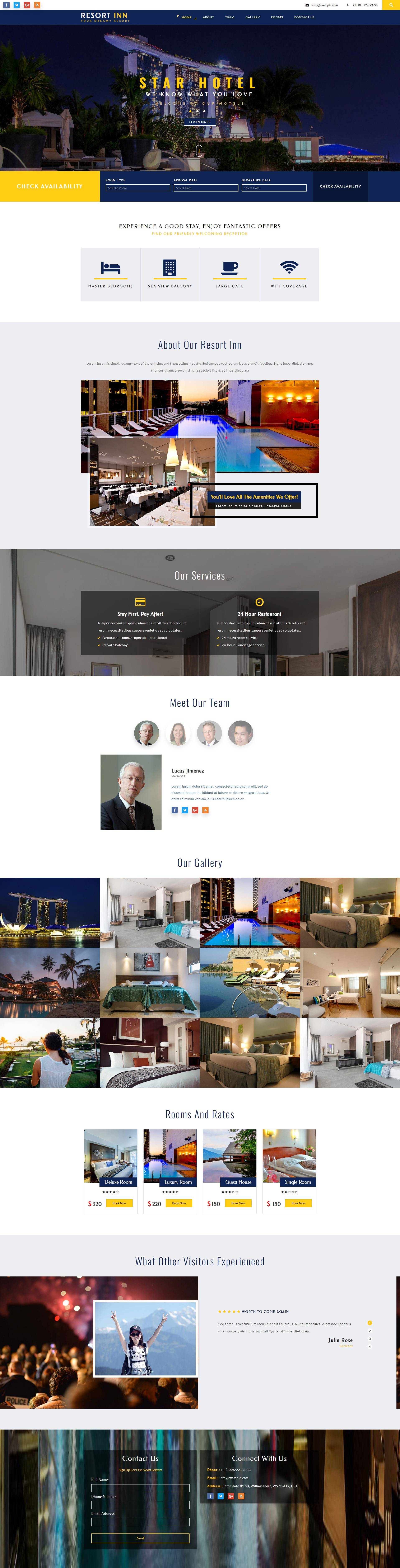 豪华度假酒店企业网站HTML5模板