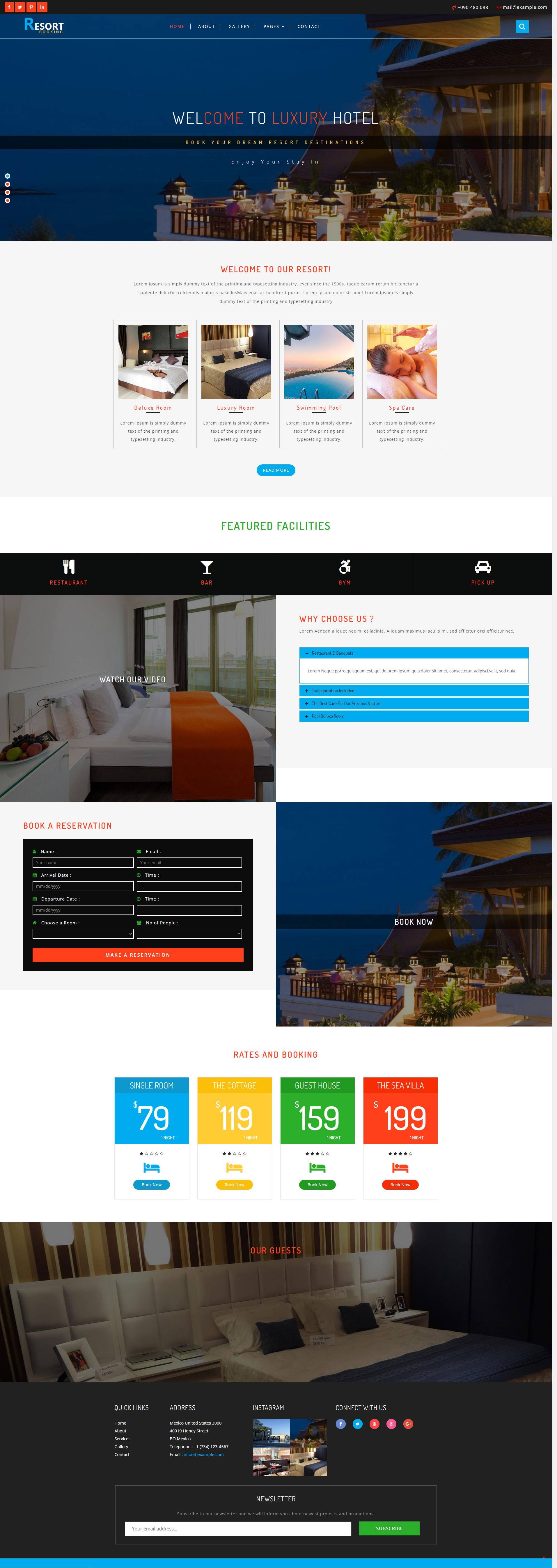 HTML大气旅游度假酒店响应式网站模板