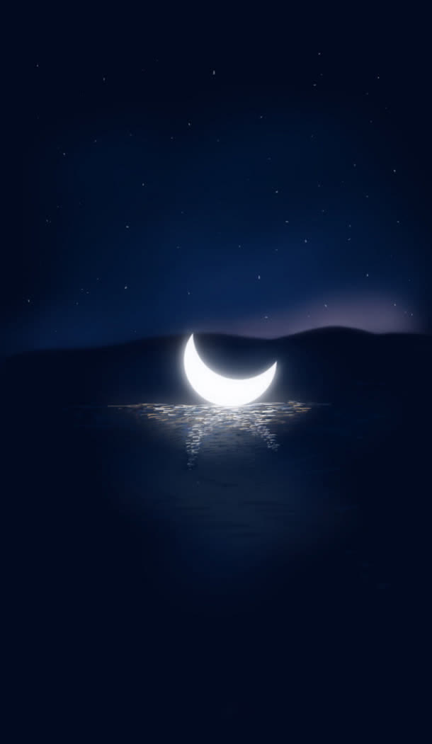 夜空河水上的月亮海报背景