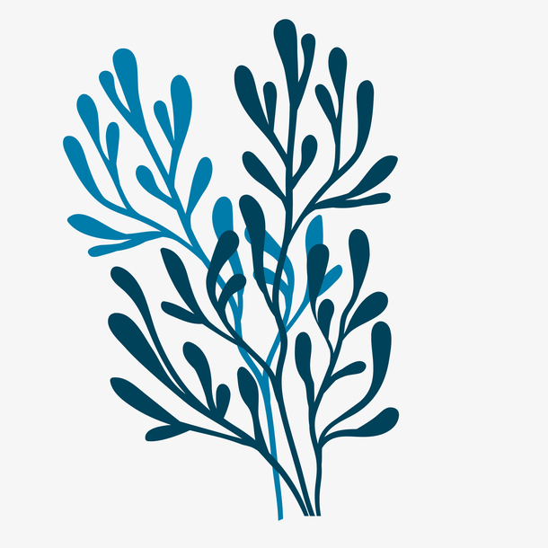 矢量卡通蓝色树叶海底世界珊瑚免