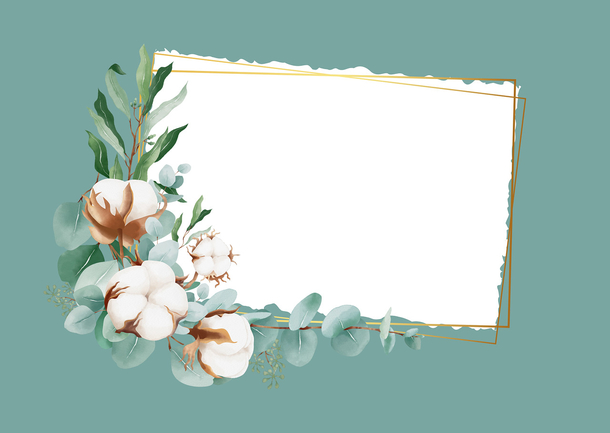手绘水彩花,贺卡边框。