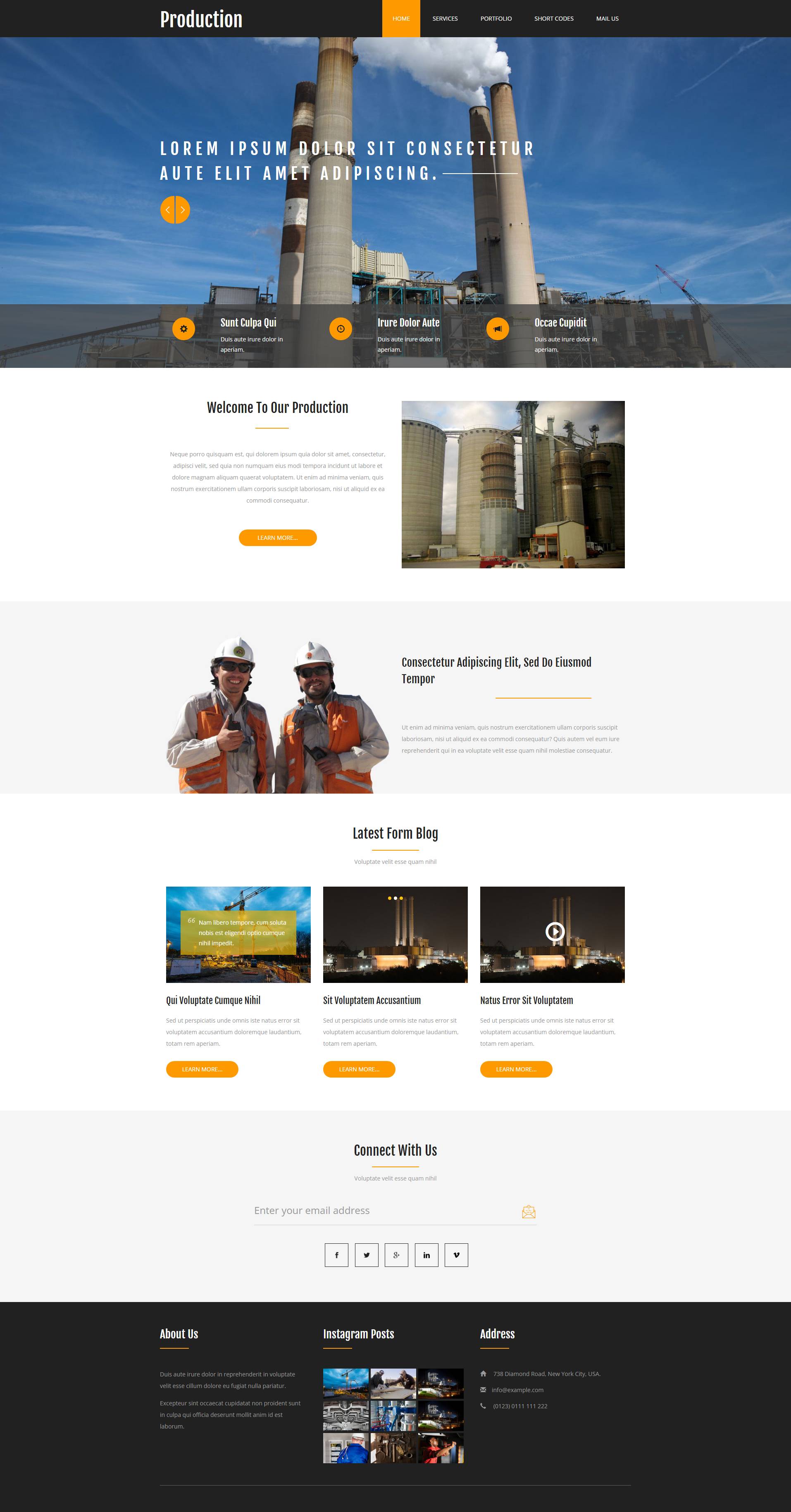 蓝色HTML化工厂工业企业网站模板