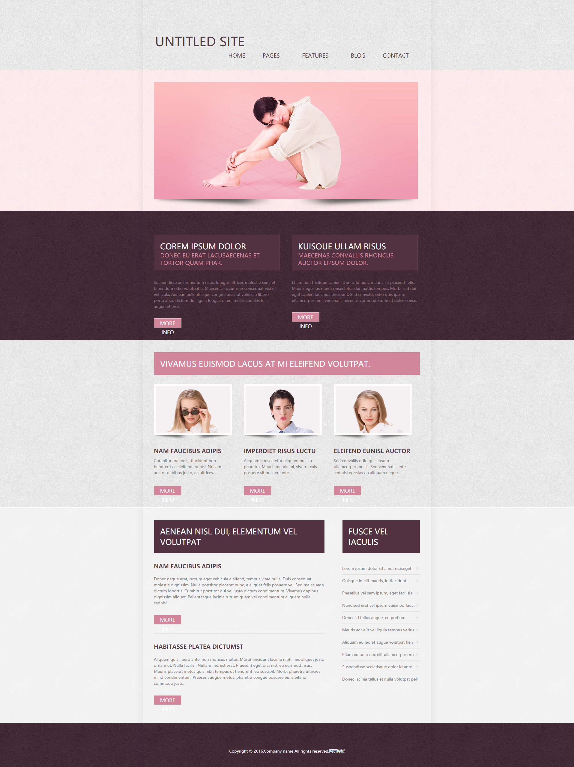 粉色简约html女性社区网站模板下载