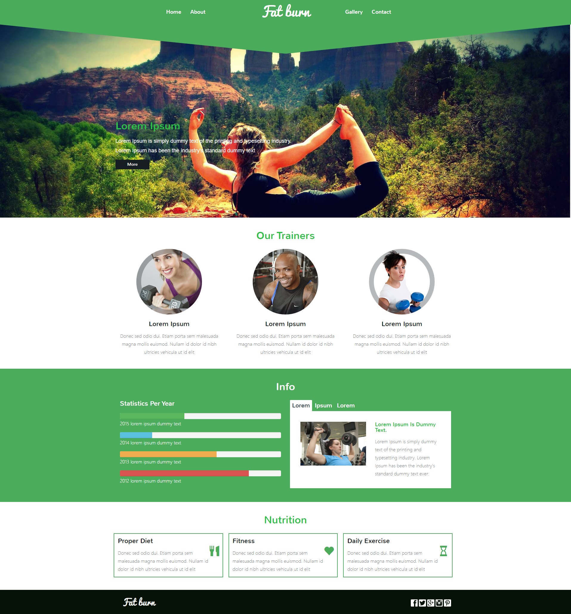 绿色html5锻炼健身网站模板，健身房模板